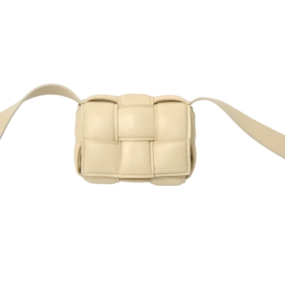 Bottega Veneta Leather Intrecciato Bag Padded Shoulder Cassette Tan Beige